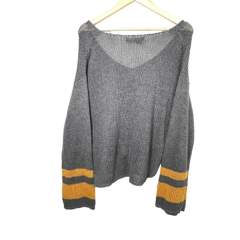 360 Sweater Raquel Stripe cuff‎ Silk Linen Sweater size S